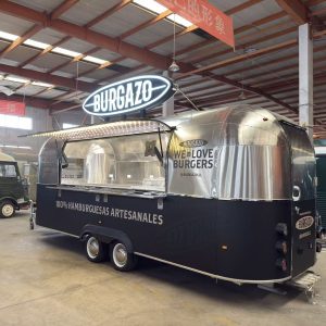 6m Vintage Burger Food Truck | Classic airstream style Mobile Kitchen Trailer